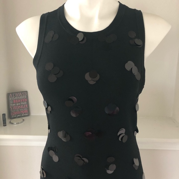 Michael Kors Black Embellished Paillette Knit Stretch Dress Size M New w/Tag - Picture 7 of 11
